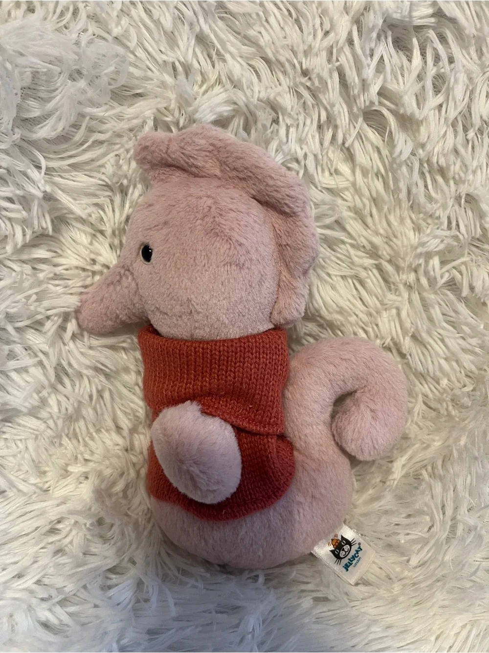 Jellycat Pink Cozy Plush with Coral Knit Sweater